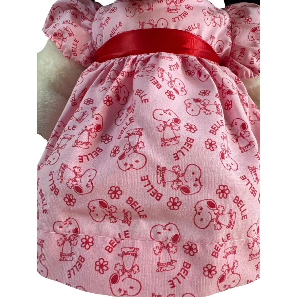 Peanuts Belle Plush Snoopy Sister Pink Dress Vintage Stuffed Animal Toy